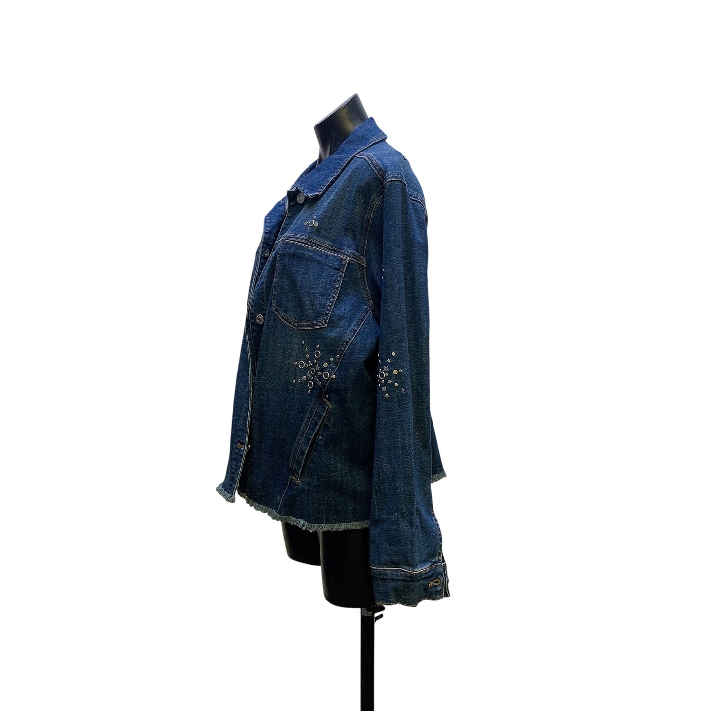 NWT Chicos Denim Jacket w/Rhinestone Embellishments Size 3/XL