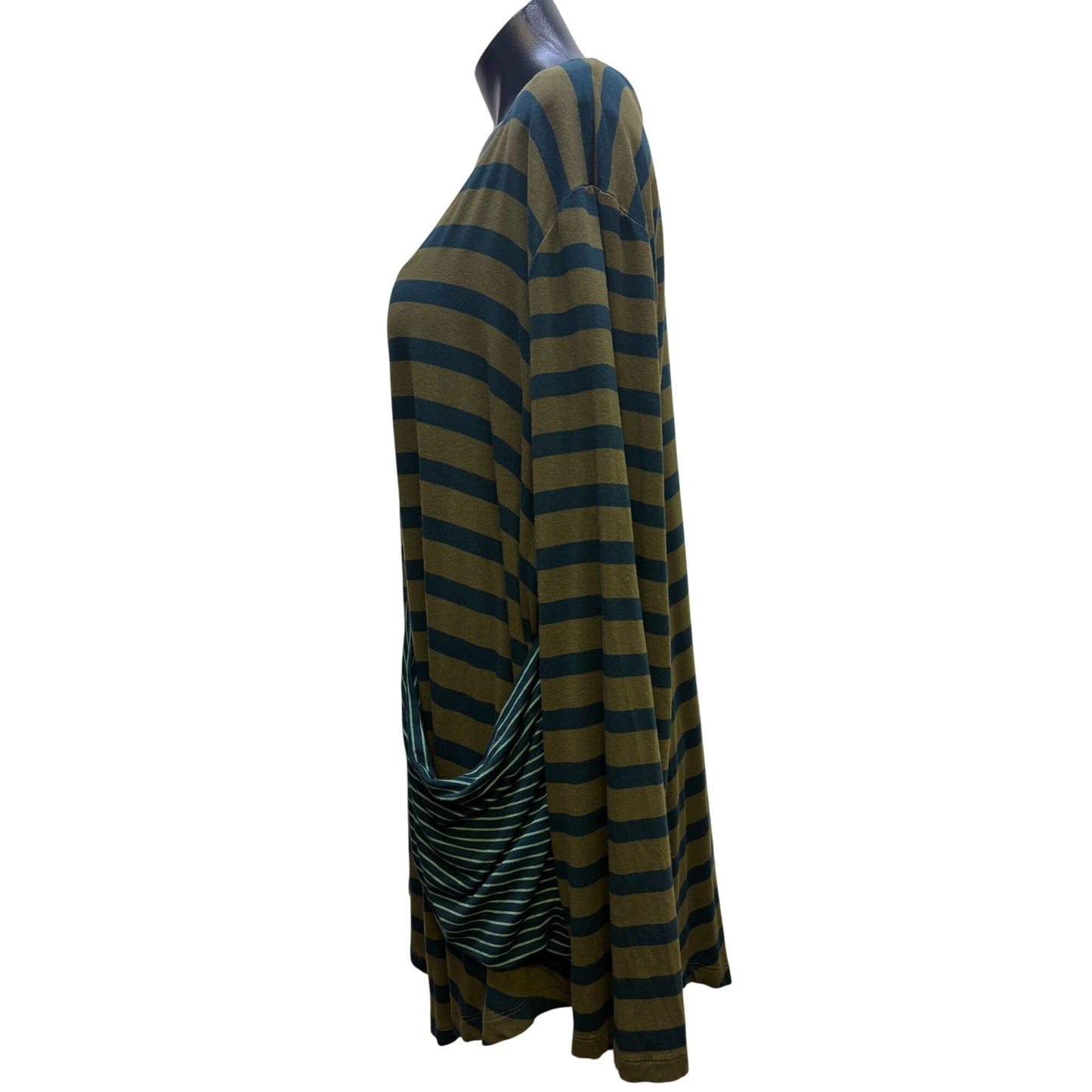 Alembika Striped Long Sleeve Tunic Top With Pocket