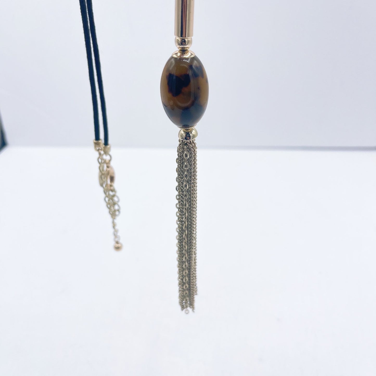 Chico's Brown Ball Pendant Tassel Necklace Long