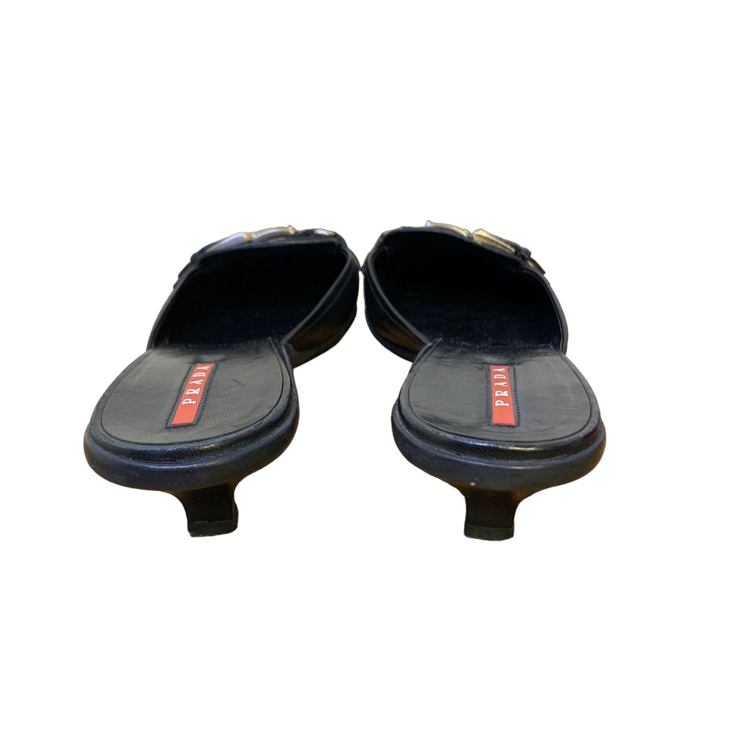 *Prada Black Leather Kitten Heels Size 37/ 6.5