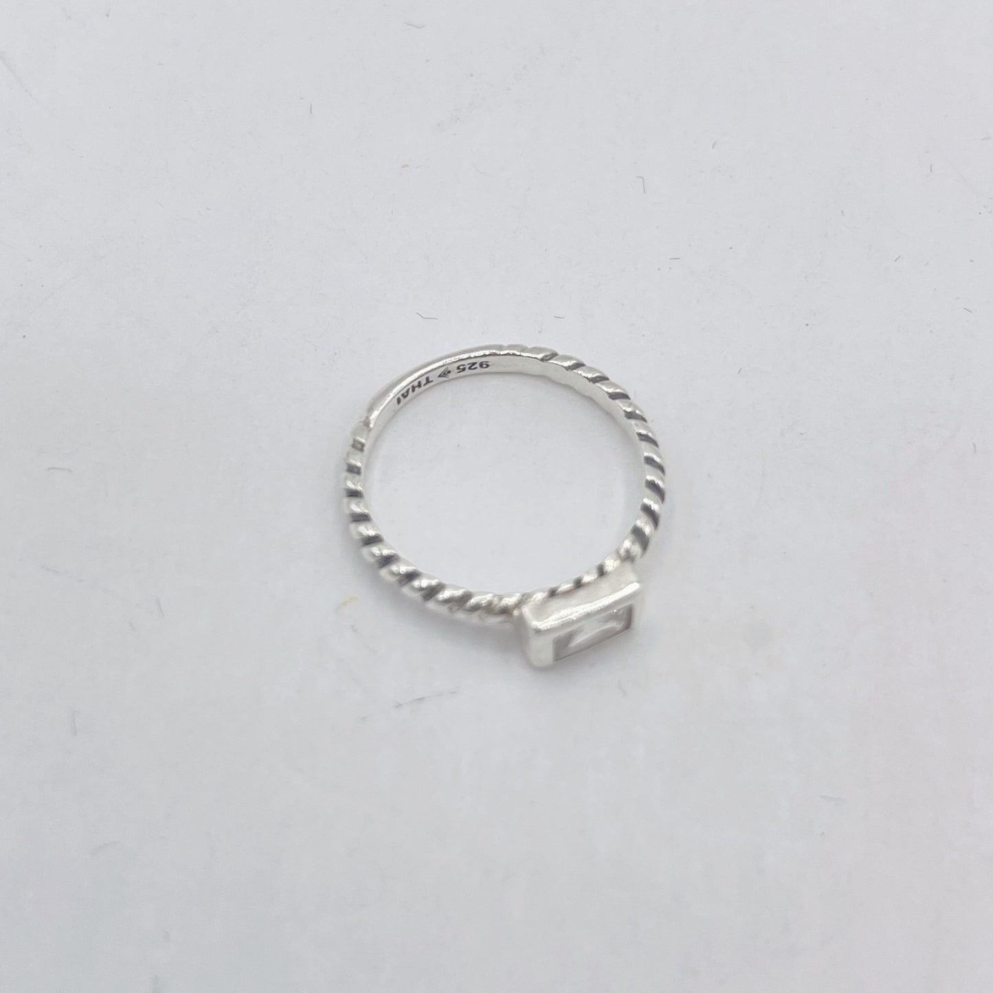 Silpada 925 Silver Rectangle Clear Stone Ring 6.5