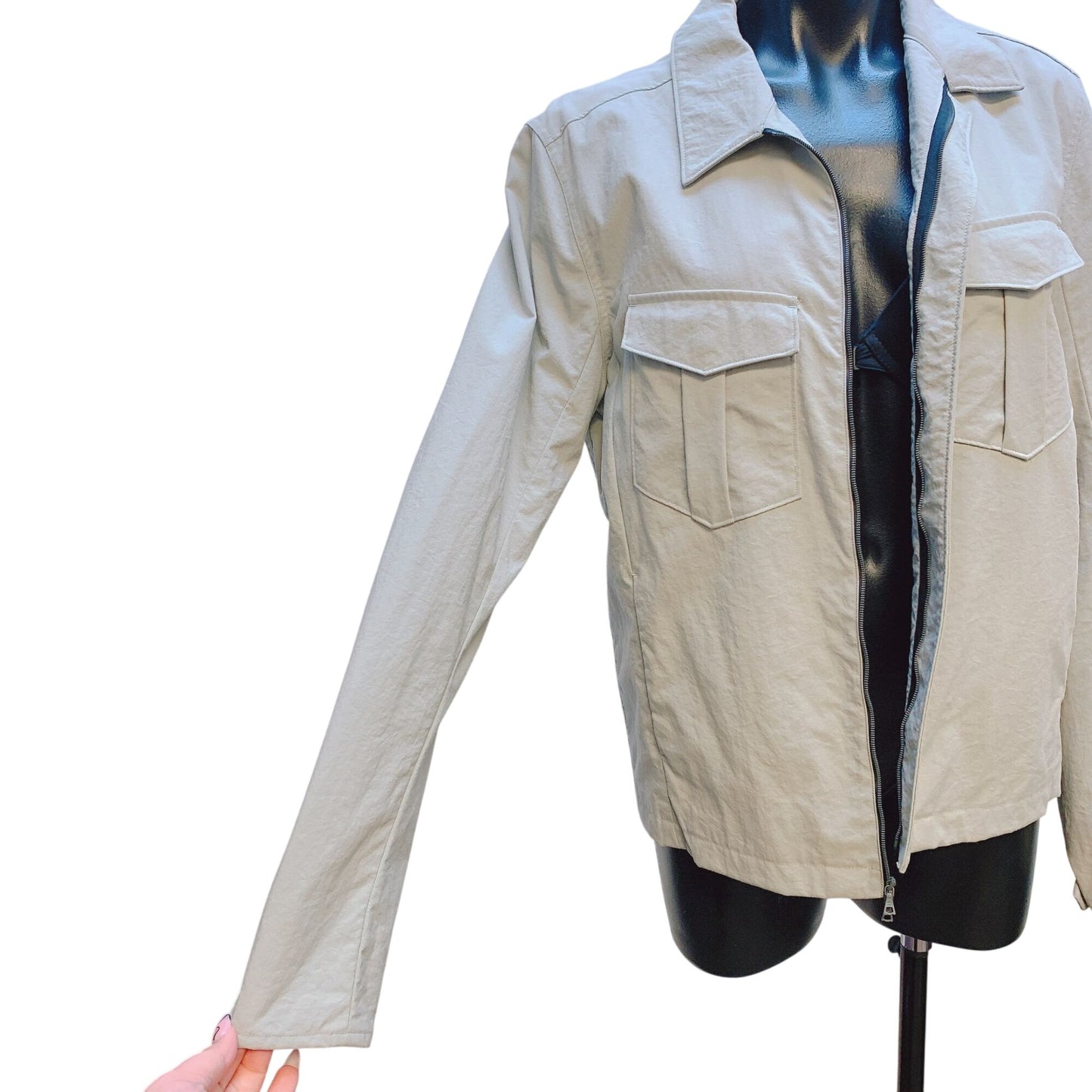 Rag & Bone Light Gray Jacket With Front Pockets & Zipper Closure M