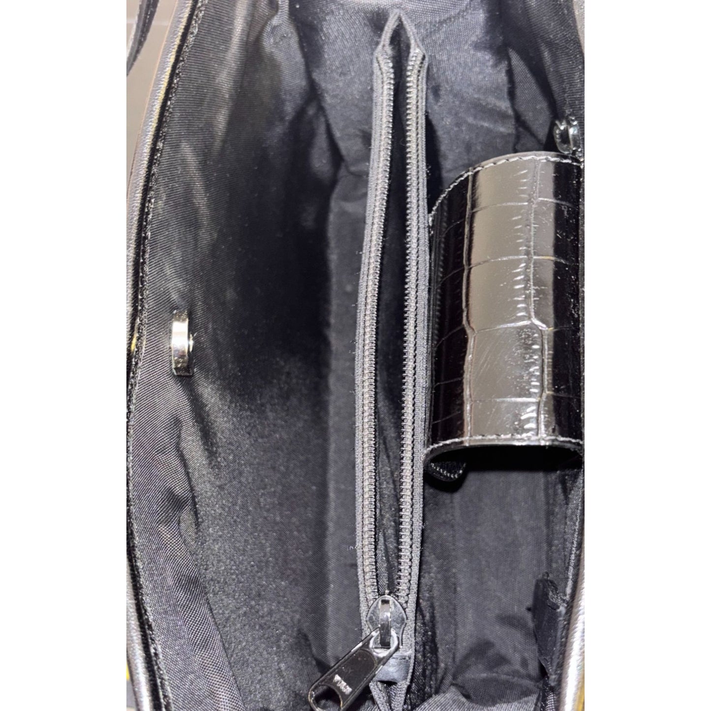 Brighton Black Leather Shoulder Bag With Silver Heart Charm & Elegant Detailing