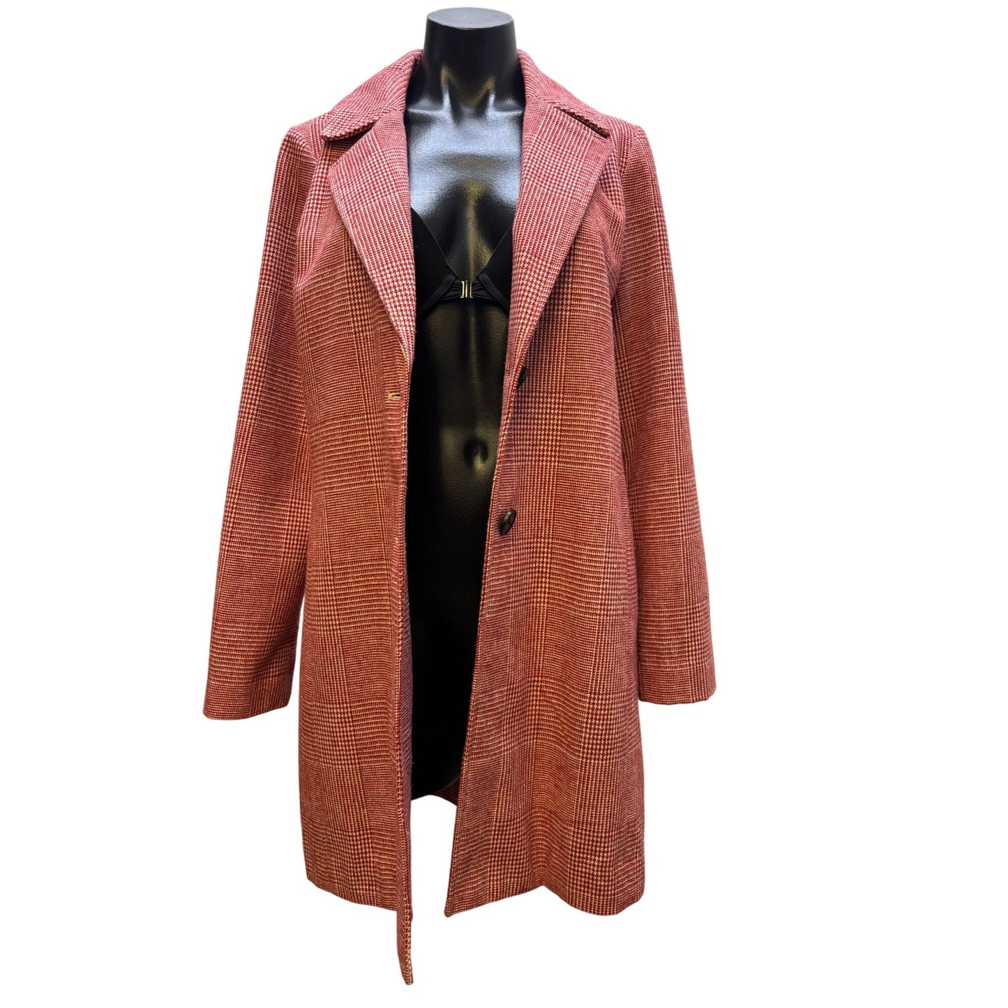Avec Les Filles Wool Blend Red Plaid Coat S
