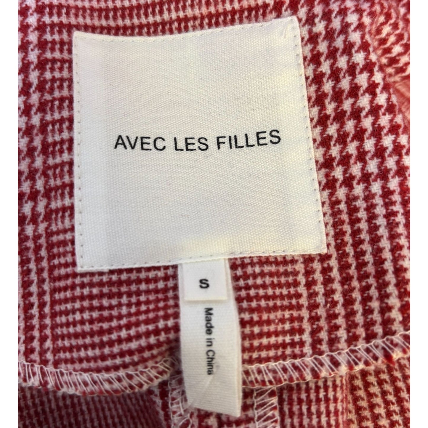 Avec Les Filles Wool Blend Red Plaid Coat S