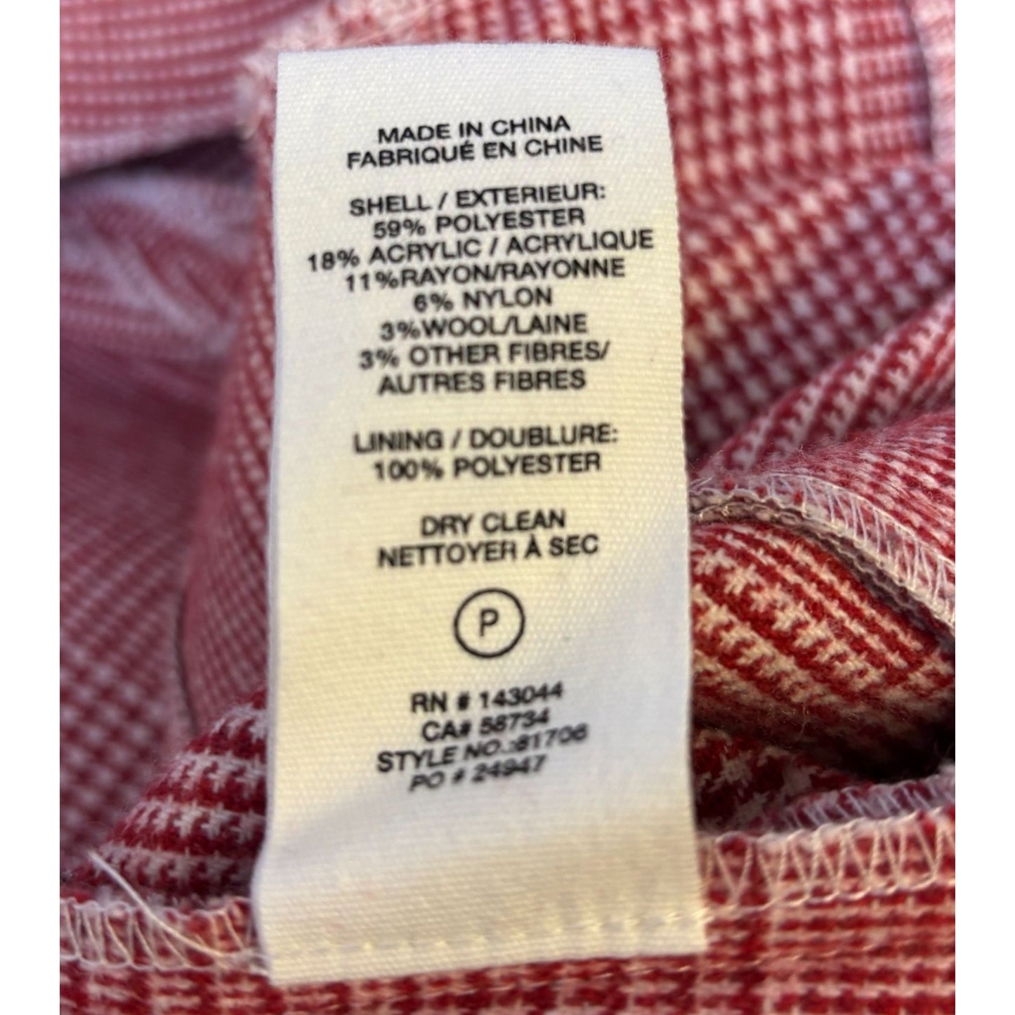 Avec Les Filles Wool Blend Red Plaid Coat S