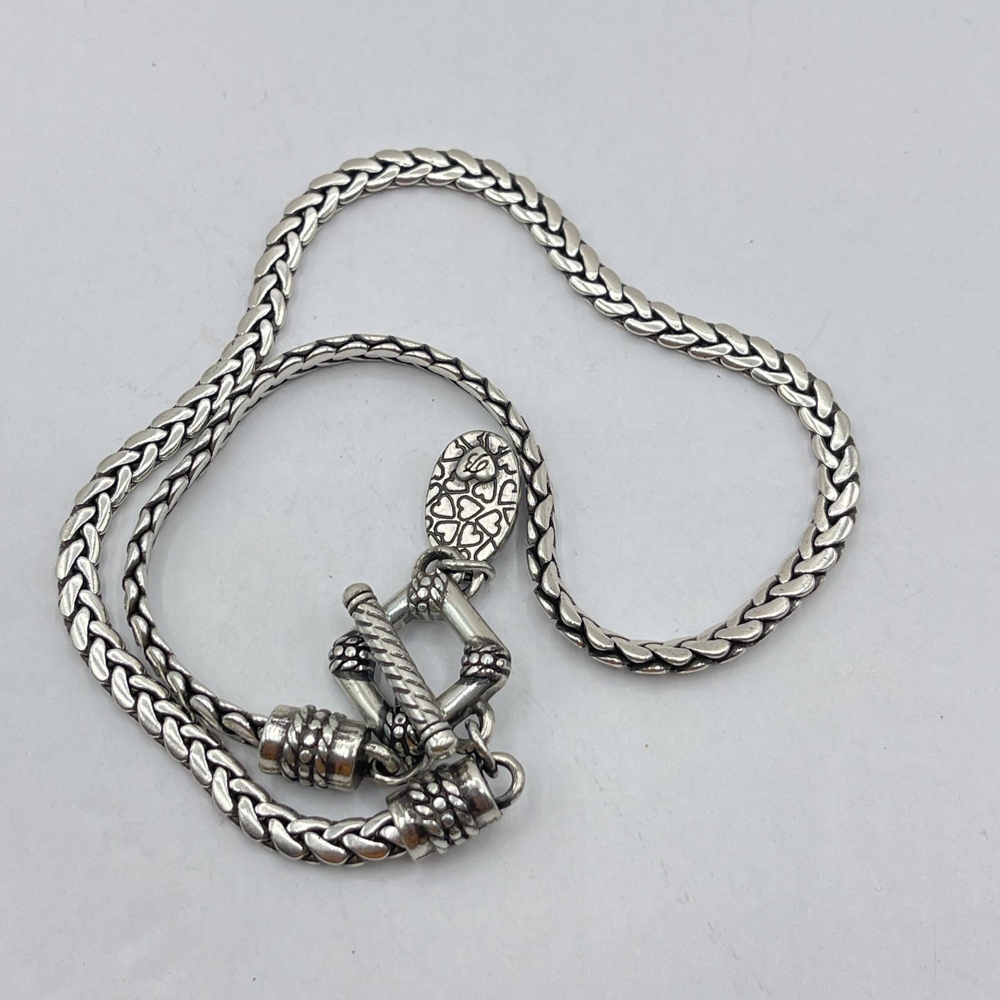 Brighton Silver Lariat Necklace With Textured Pendant