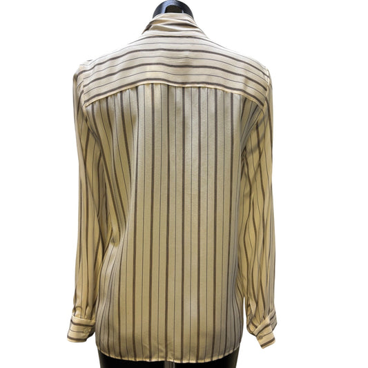 Nili Lotan Silk Striped Blouse Cream Multi S