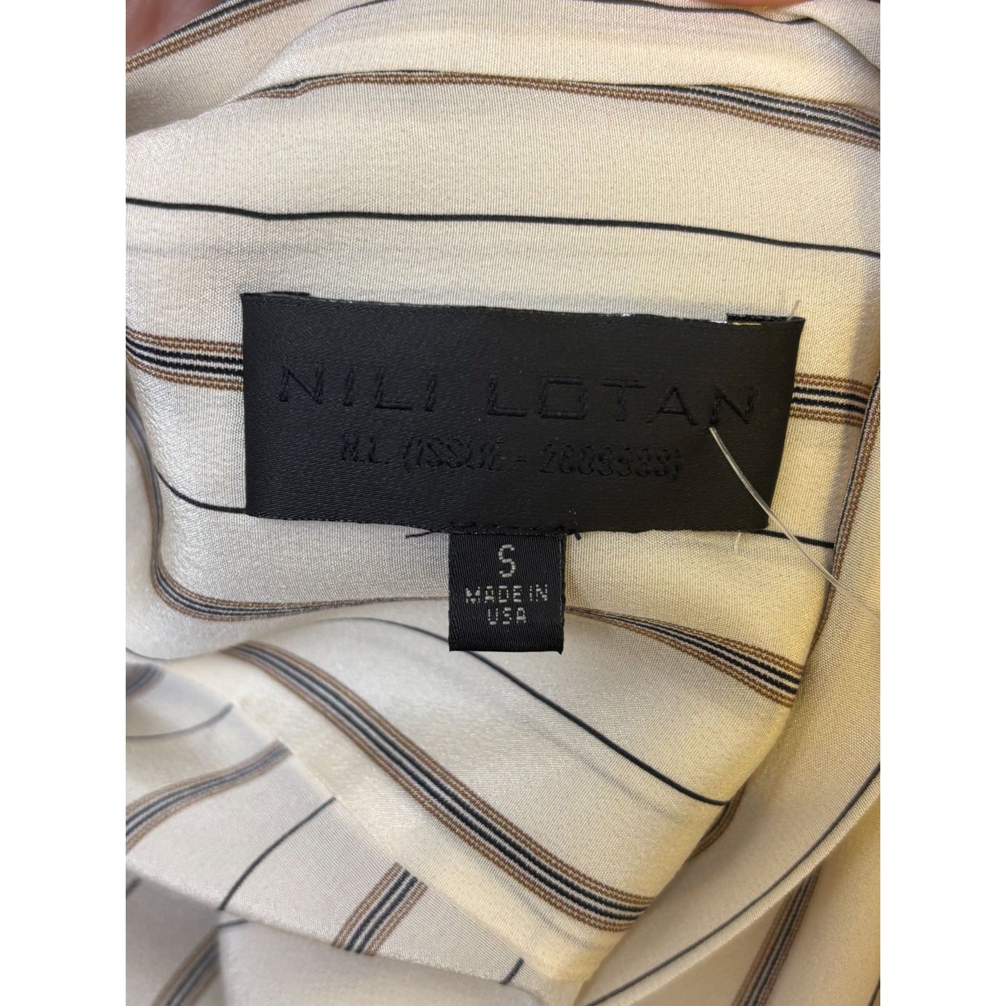 Nili Lotan Silk Striped Blouse Cream Multi S