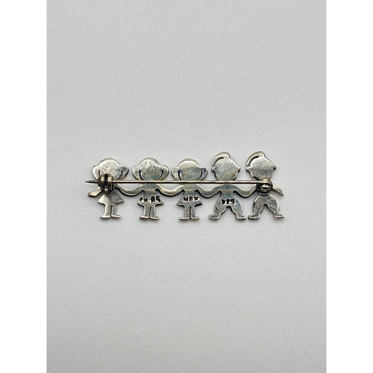 Sterling Silver Mexico 925 Family Brooch Pin