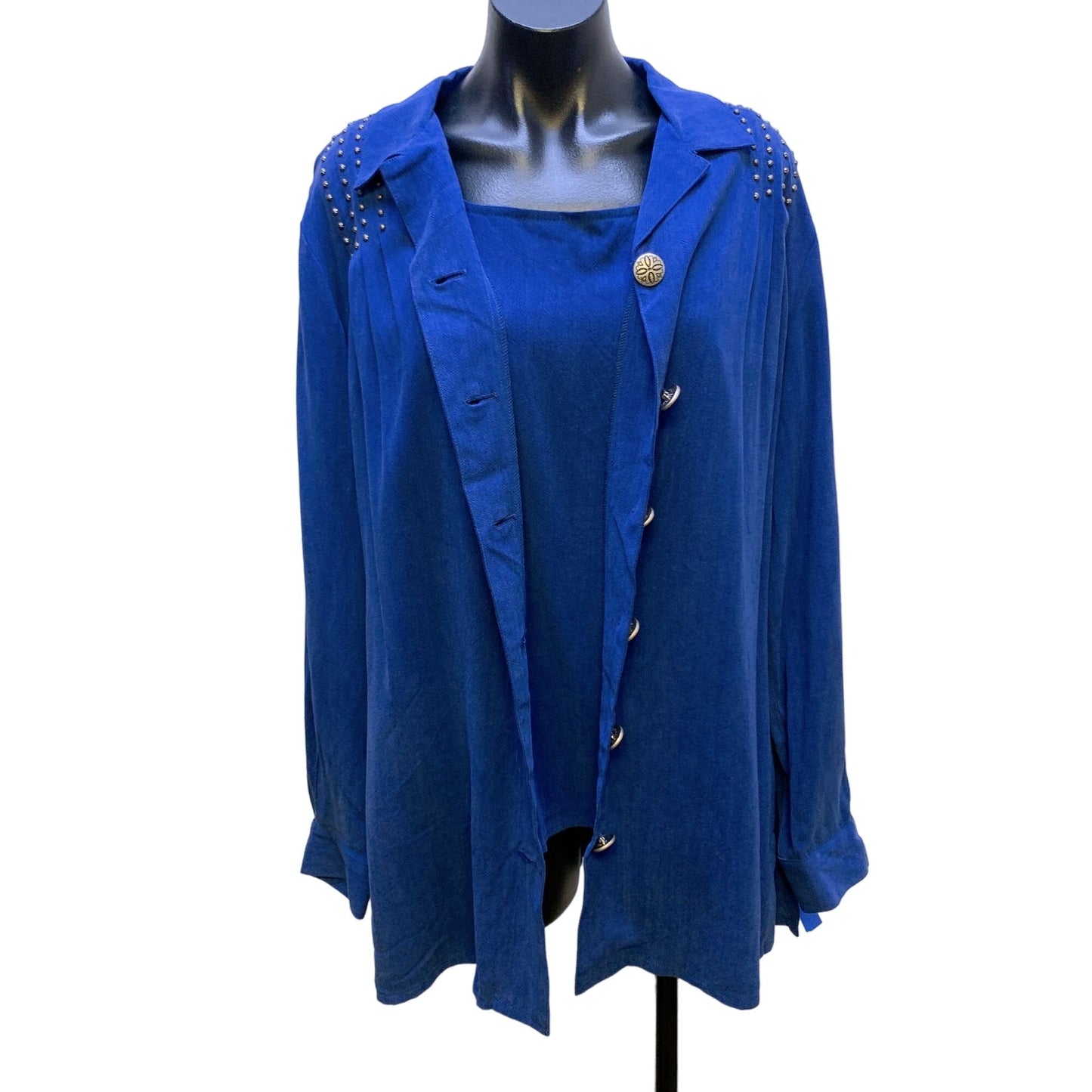 *Double D Ranch Blue Jacket, Blouse & Skirt Large
