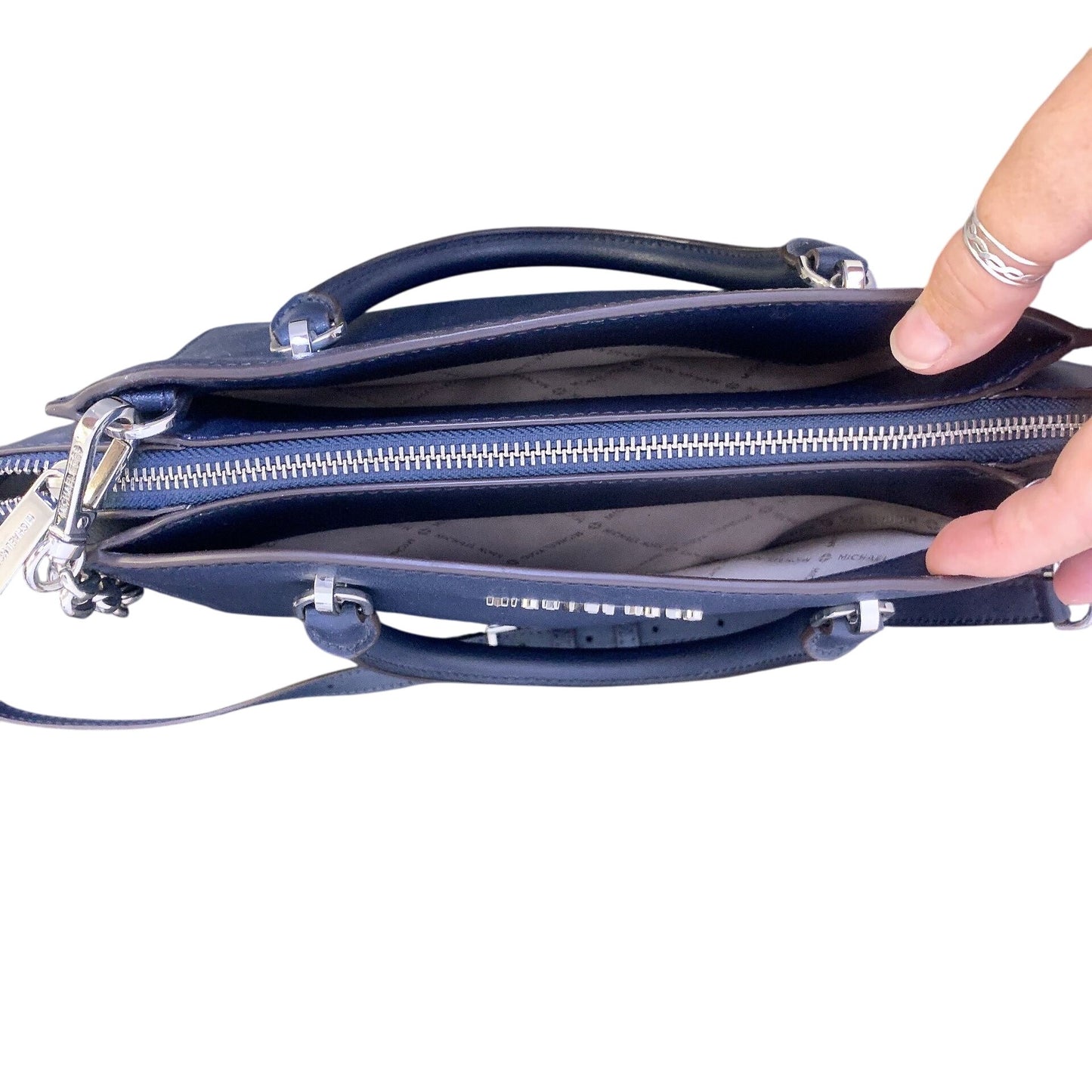 Michael Kors Navy Leather Shoulder Bag