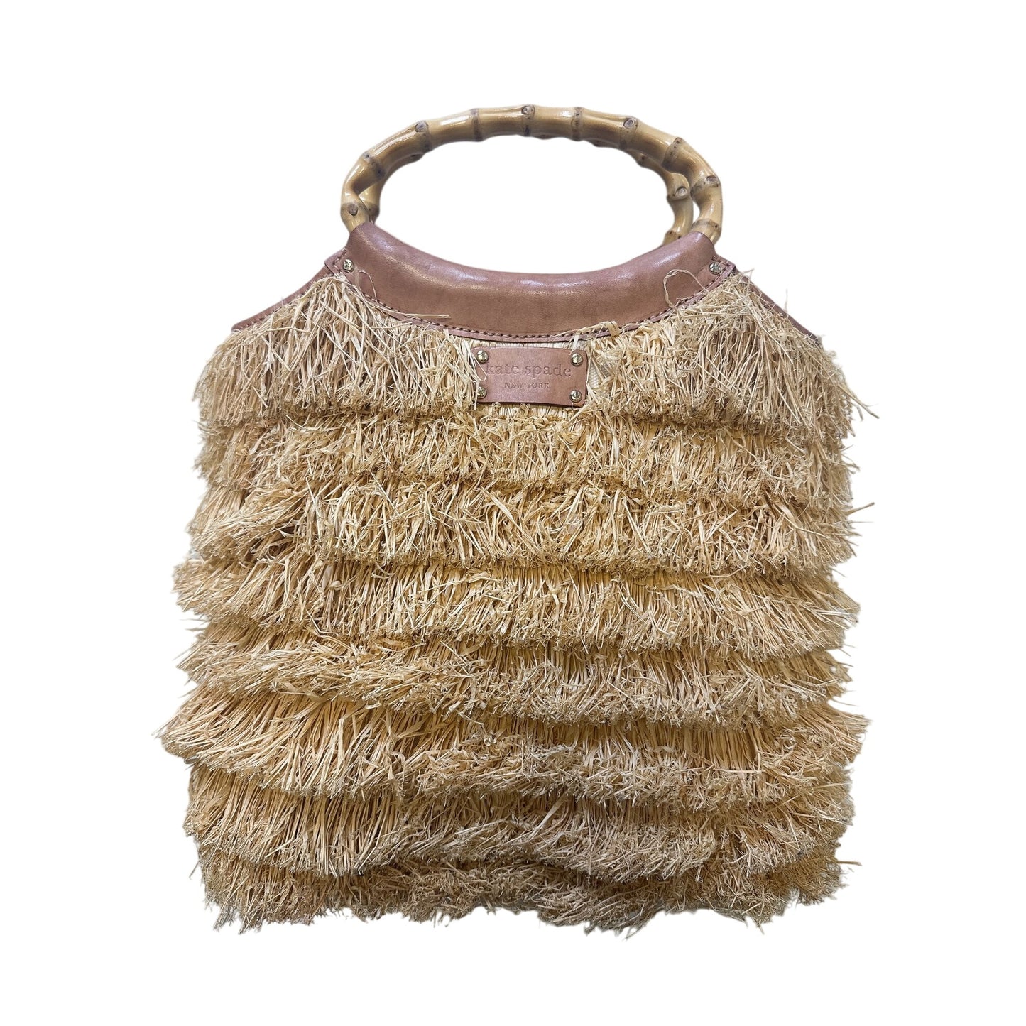 Kate Spade New York Raffia Fringe Tote w/Bamboo Handles & Satin Lined Interior