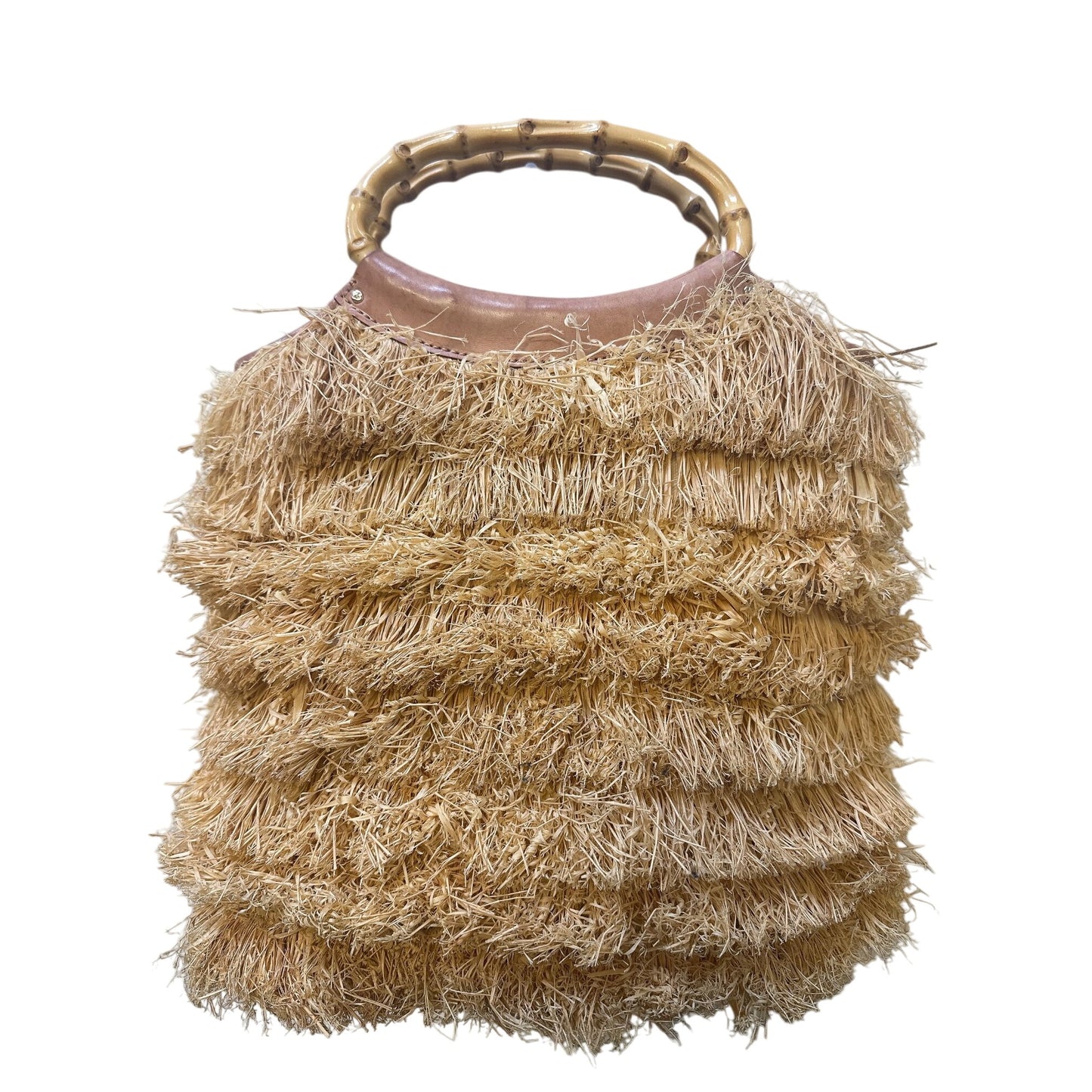 Kate Spade New York Raffia Fringe Tote w/Bamboo Handles & Satin Lined Interior