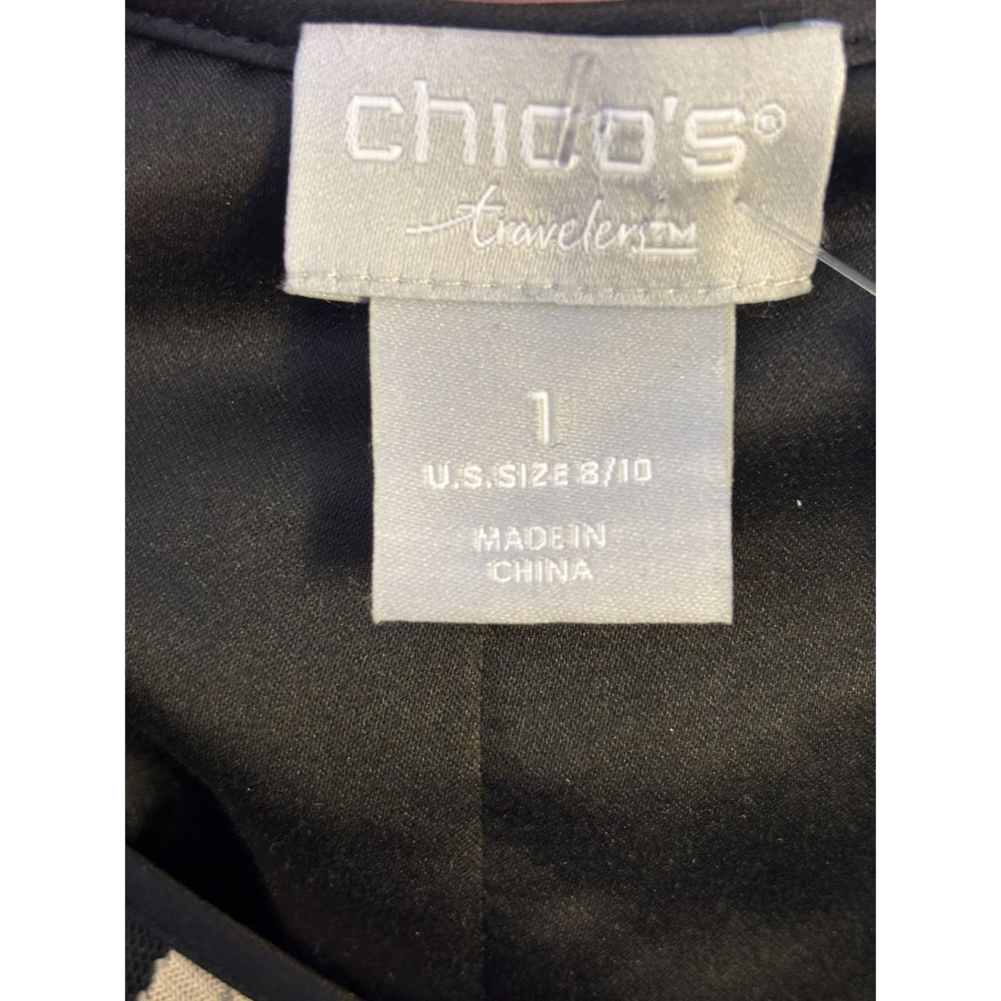 Chicos Ribbon Cardi Black & Tan Size 1/M