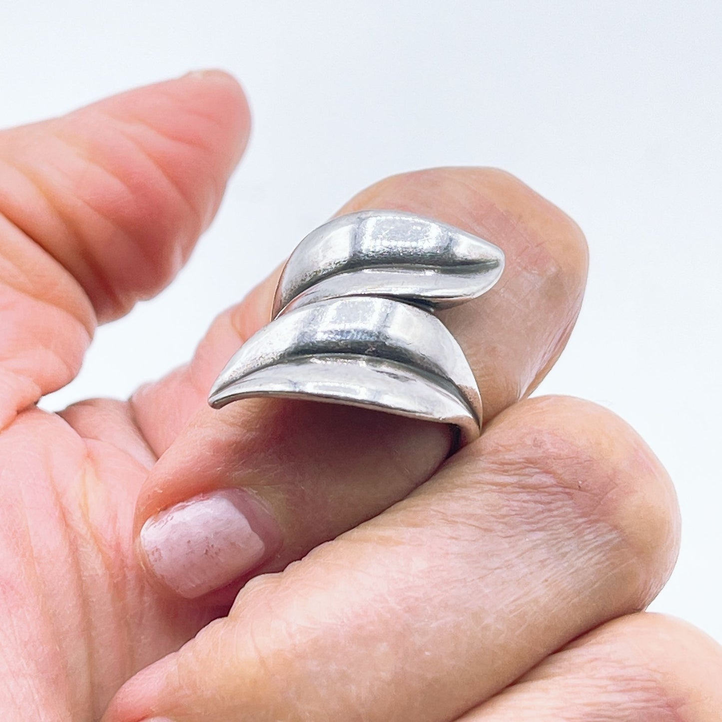 James Avery Retired Sterling Silver Leaf Wave Design Ring Vintage Piece 5