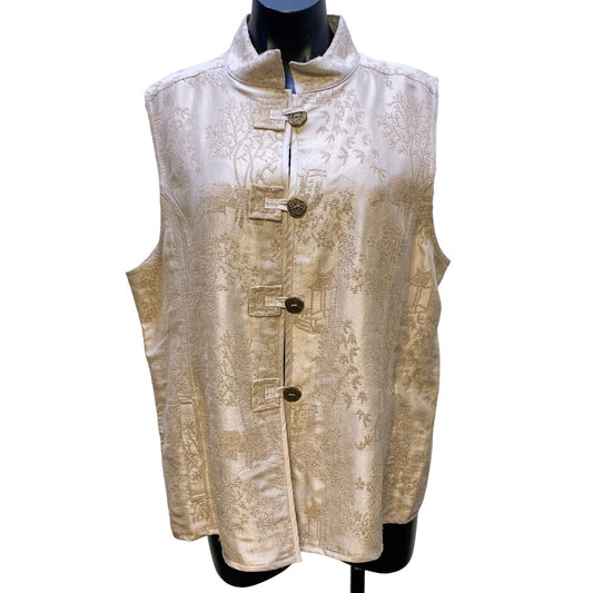 *NWT Chico's Tan Embroidered Vest Size 3/XL