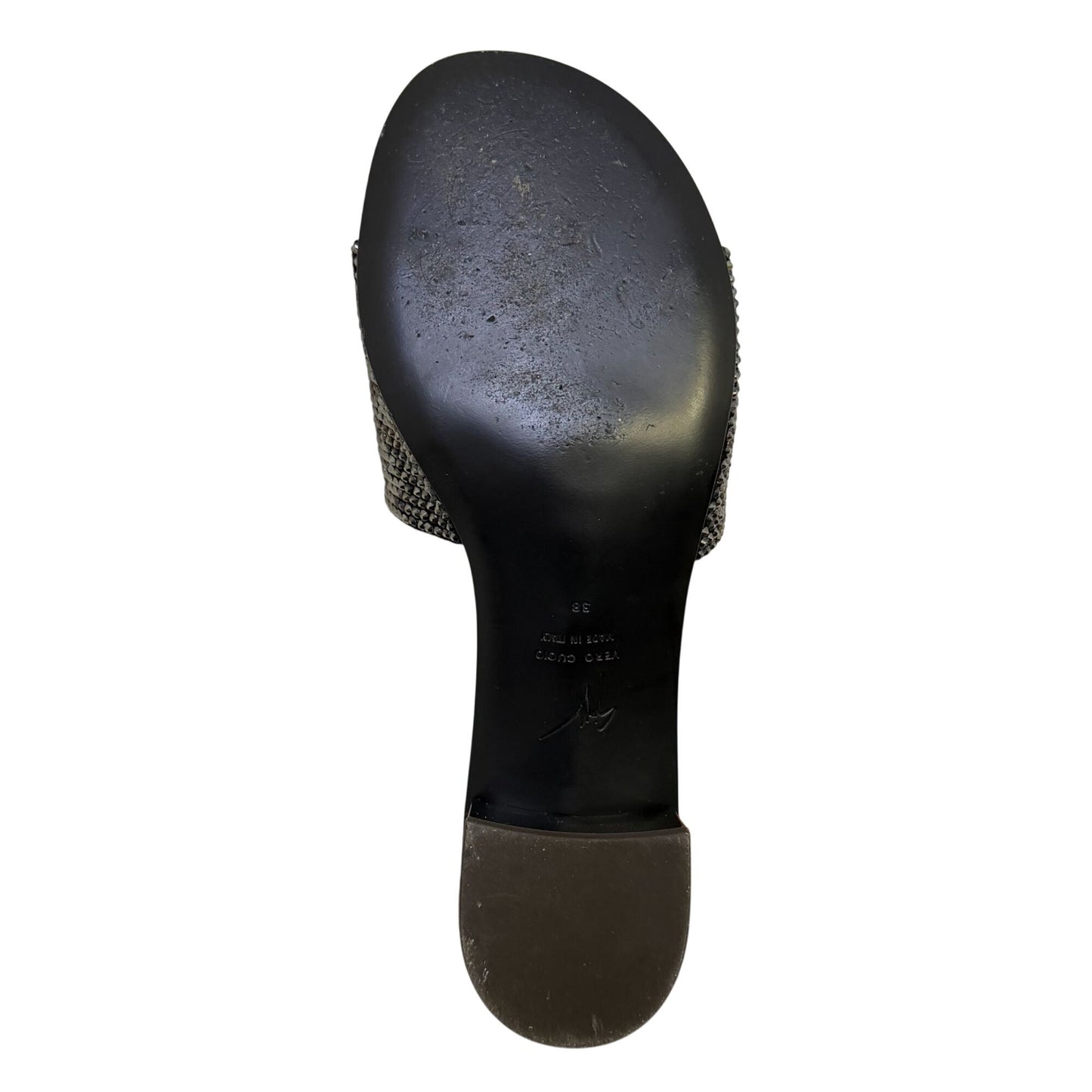 Giuseppe Zanotti Black Crystal Embellished Slide Sandals Size 8