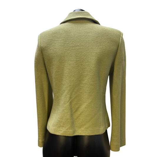 St John Cropped Textured Green Button-Up Jacket Size 6