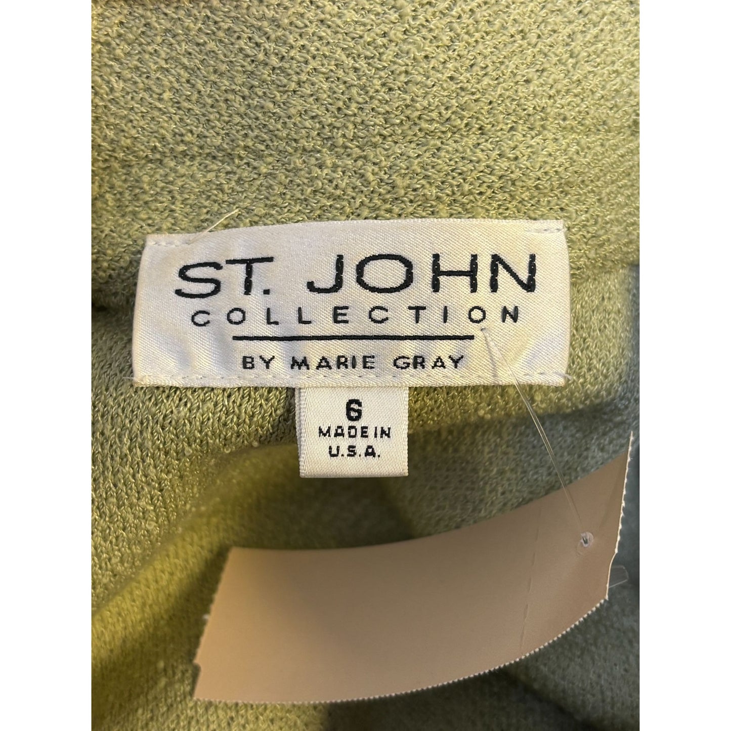 St John Cropped Textured Green Button-Up Jacket Size 6