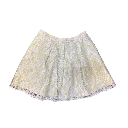 NWT Romeo & Juliet Couture Neon Green Lace Skirt w/White Floral Design Size M