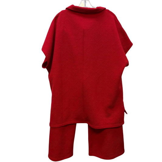 See N Be Seen Red Textured Blouse & Wide-Leg Pants Set 1X