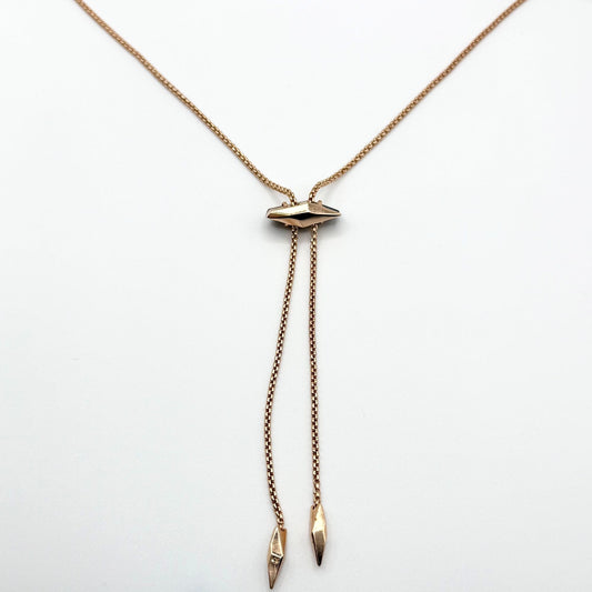 Kendra Scott Cheska Rose Gold Druzy Necklace Adjustable Lariat
