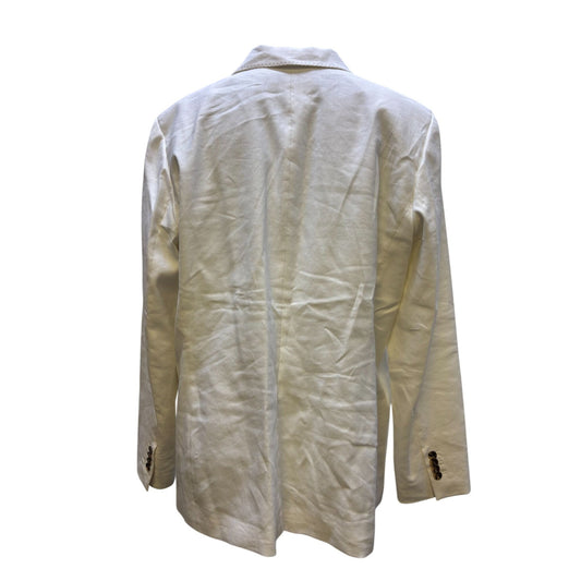 Lafayette 148 New York Womens White Cotton Linen Blazer Jacket Size 18