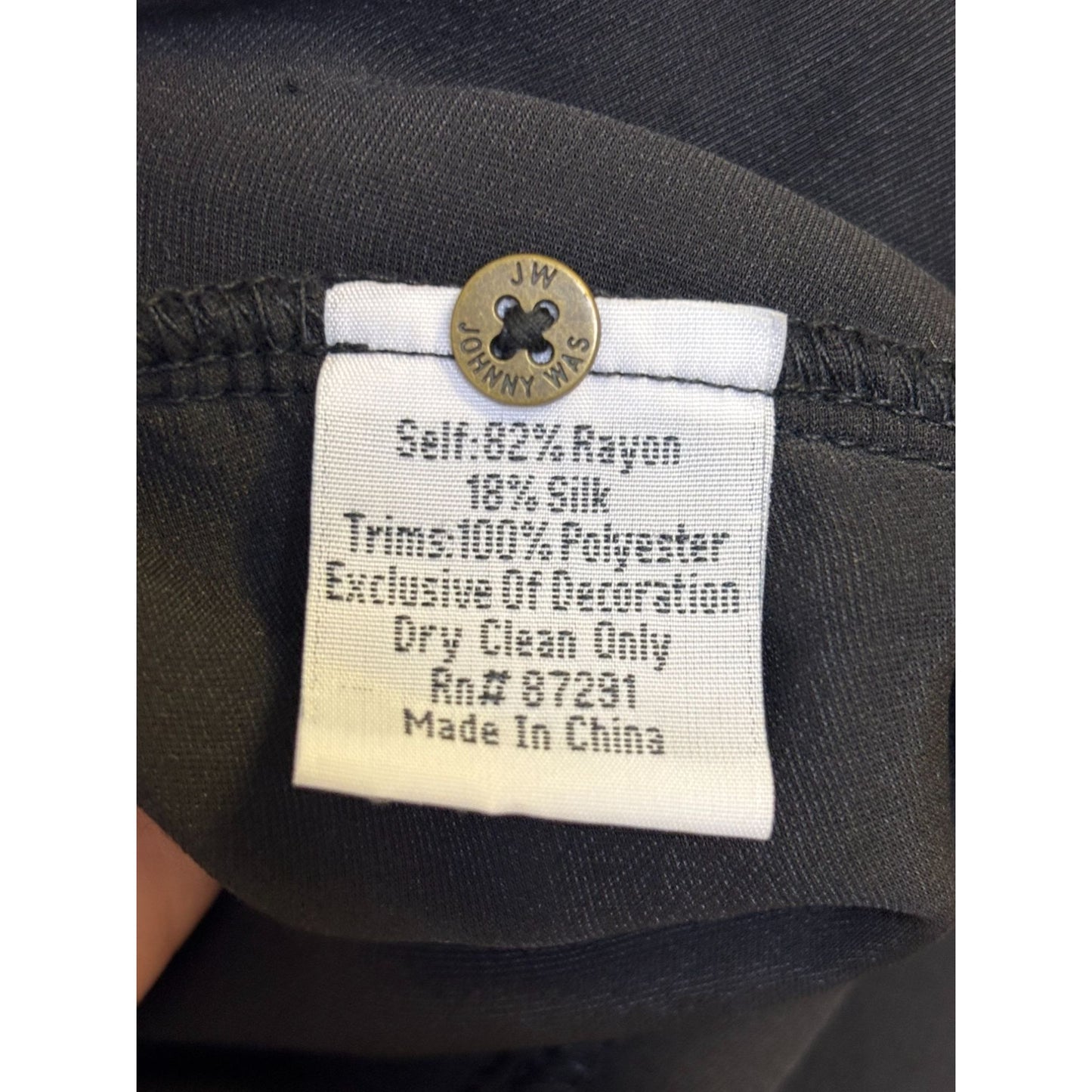 NWT Johnny Was Black Velvet Embroidered Tunic L V-Neck Long Sleeve