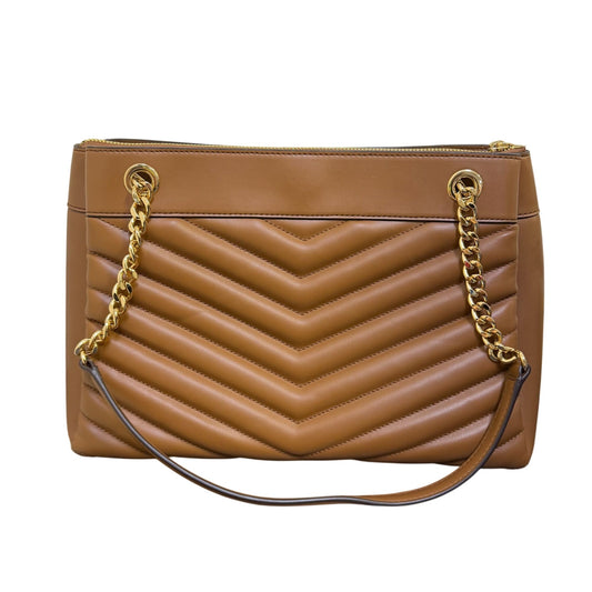 Michael Kors Brown Quilted Leather Shoulder Bag With Gold Chain Strap