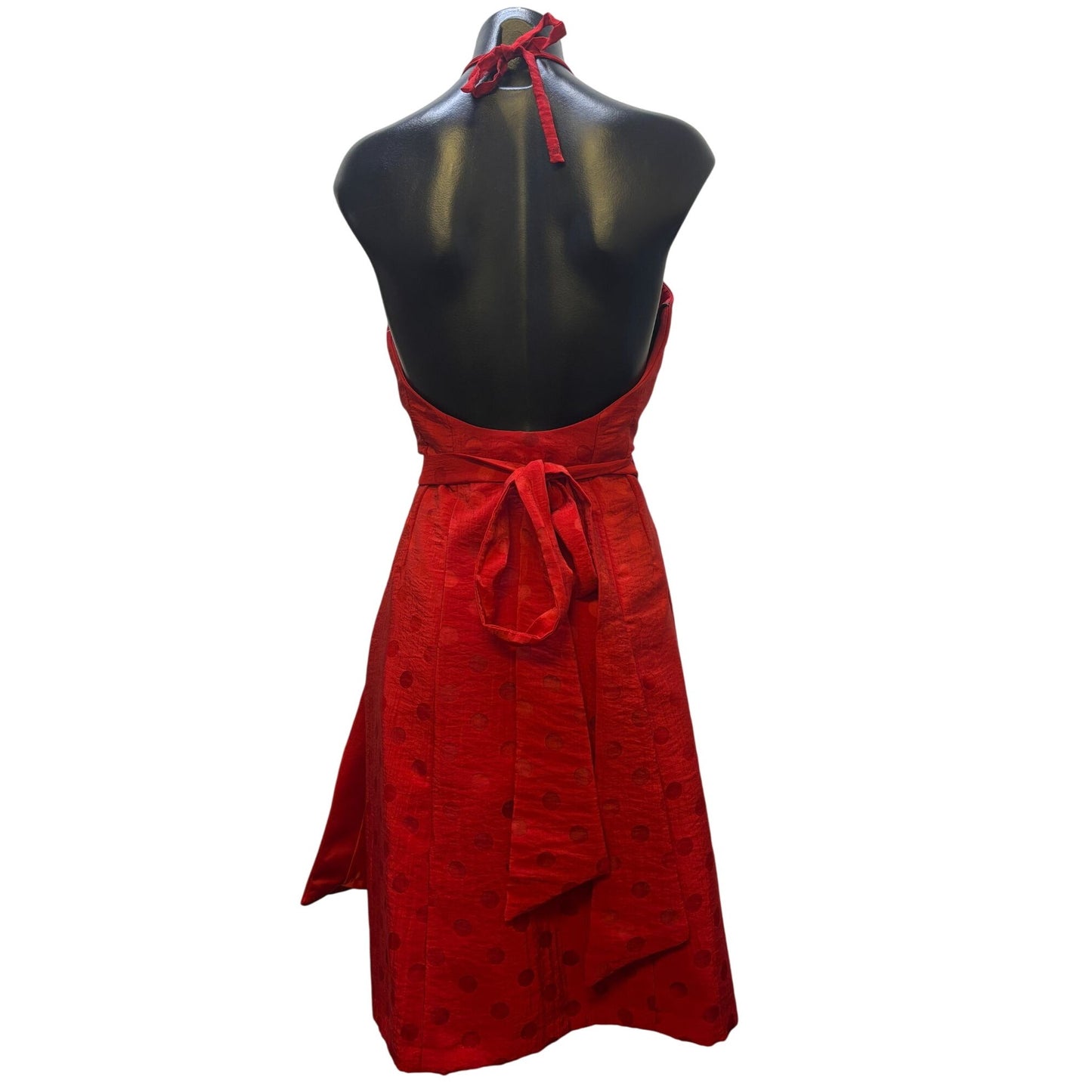 NWT Victoria Pappas Red Polka Dot Halter Dress 8