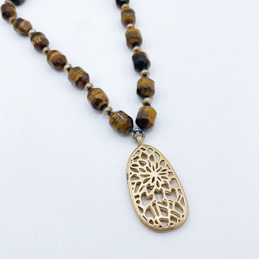 Vintage Sigrid Olsen Brown Tiger Eye Chunky Beads Pendant