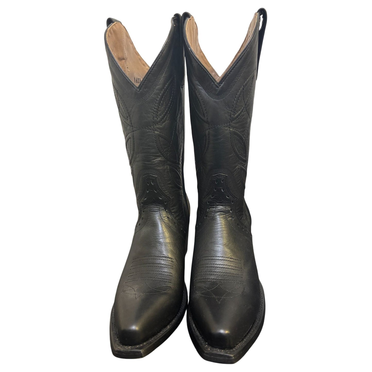 Alvies Black Leather Western Cowboy Boots Size 9