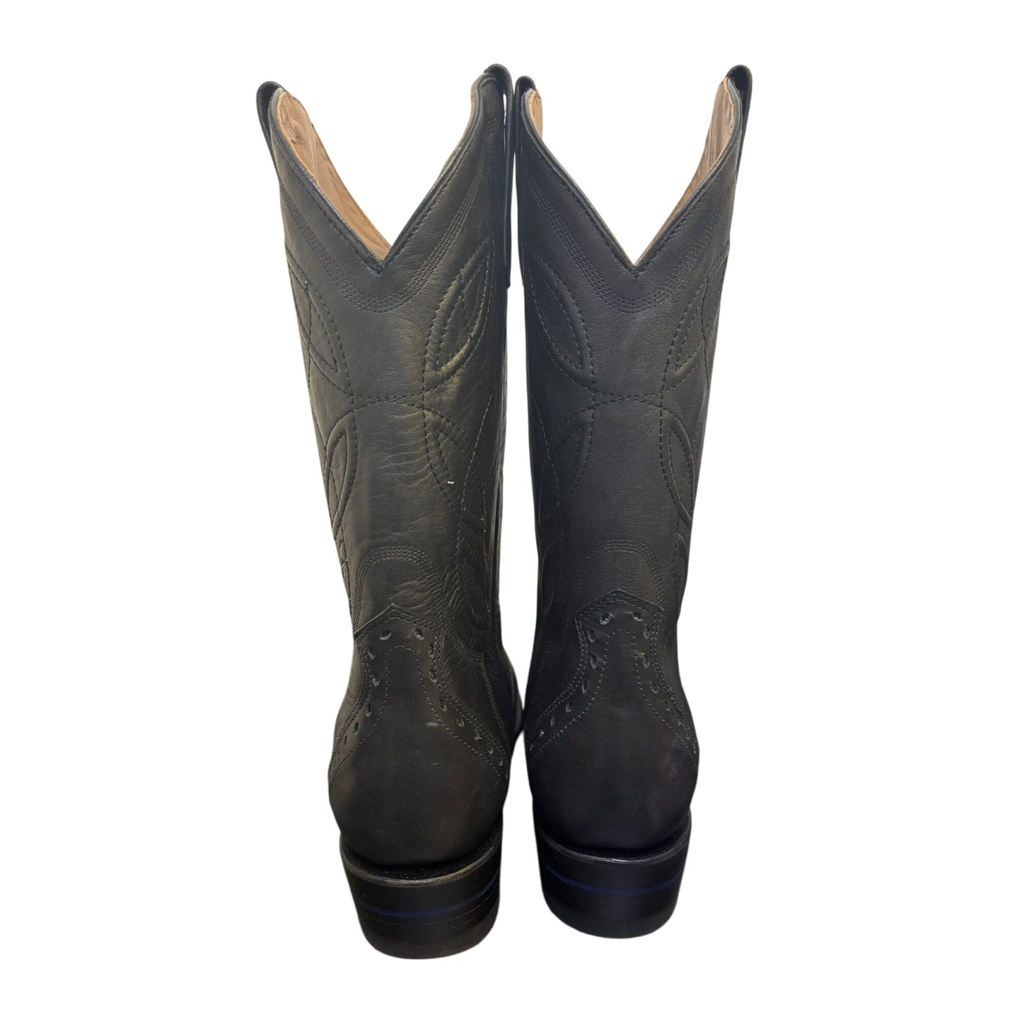 Alvies Black Leather Western Cowboy Boots Size 9
