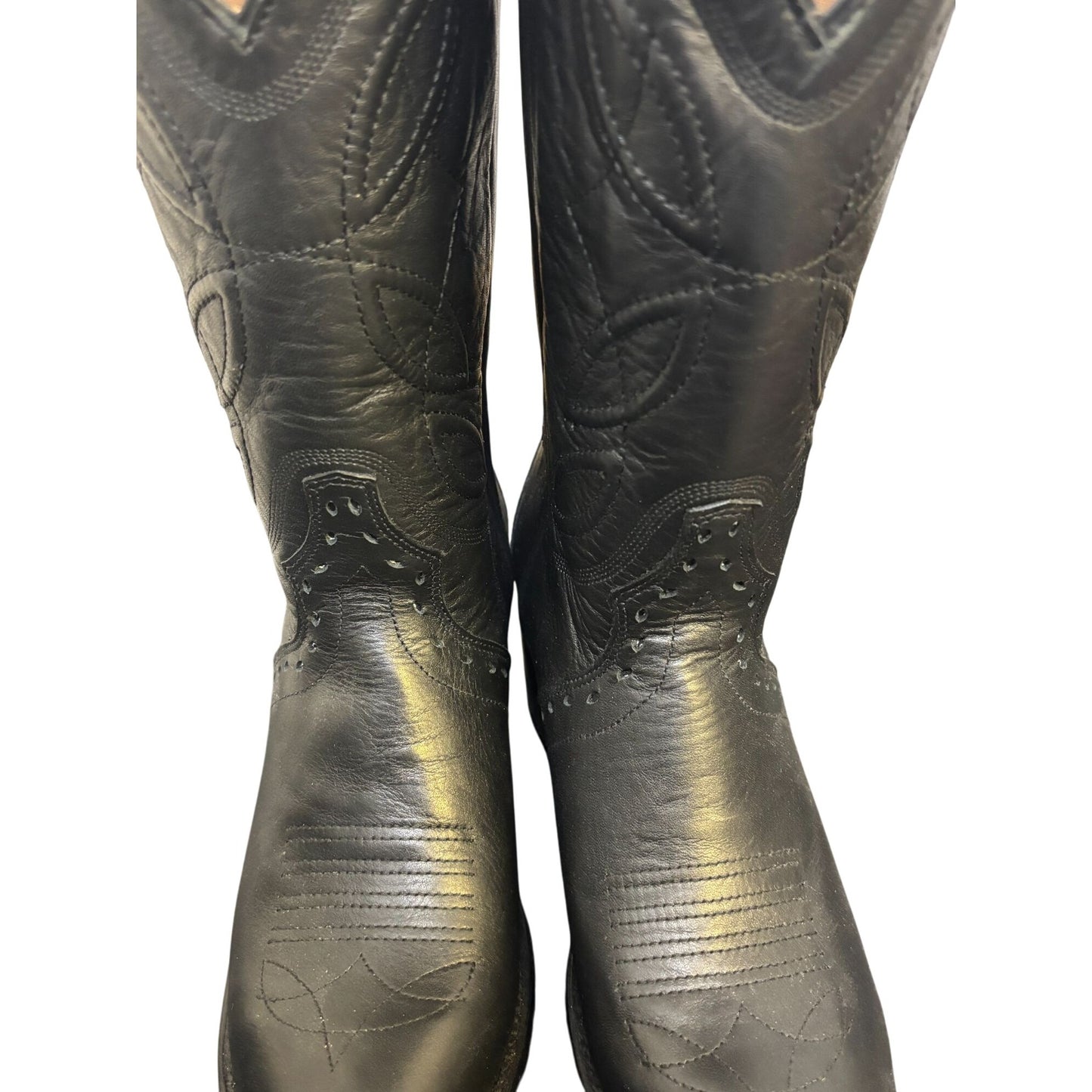 Alvies Black Leather Western Cowboy Boots Size 9