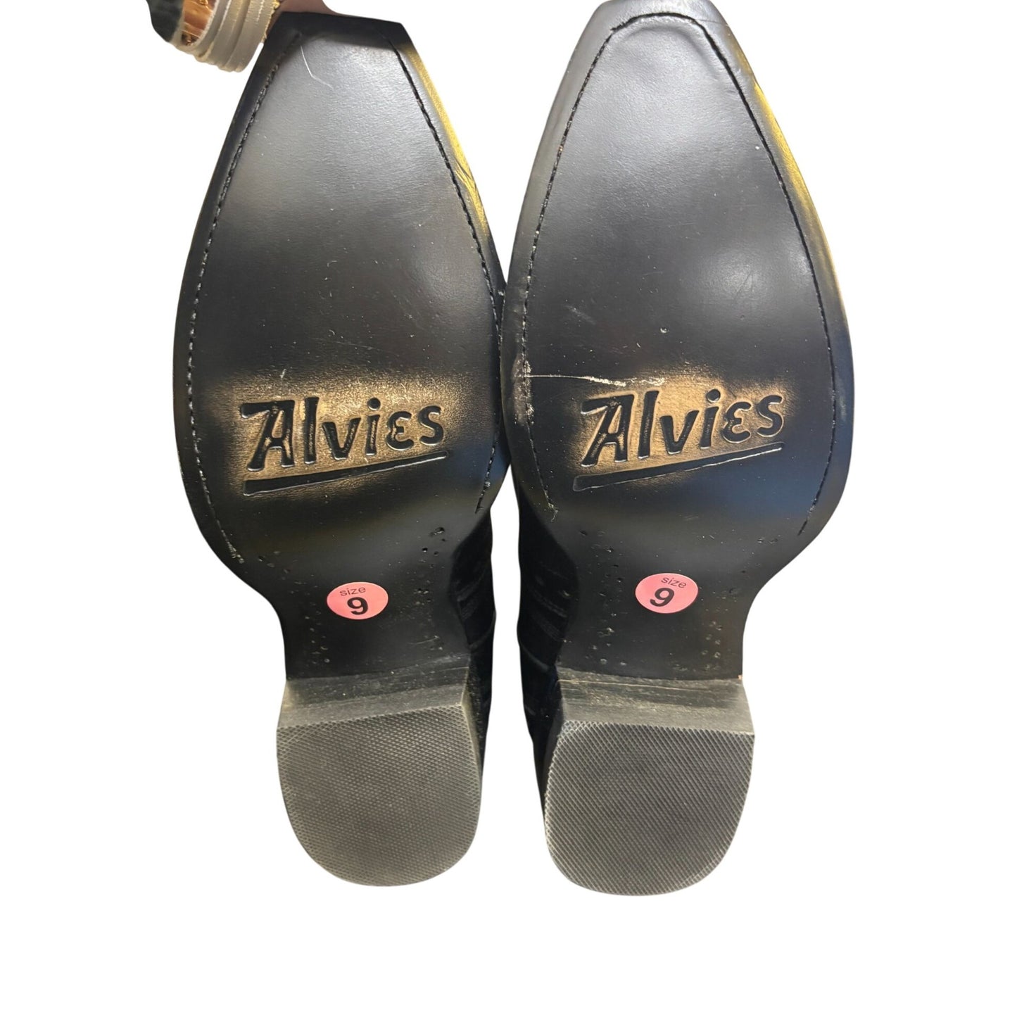 Alvies Black Leather Western Cowboy Boots Size 9