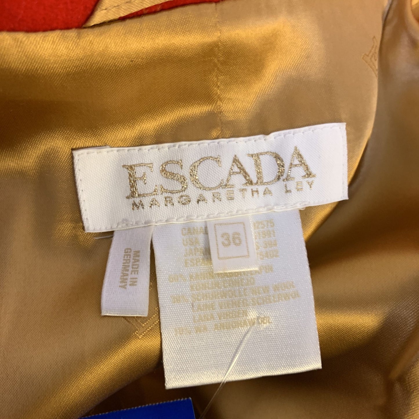 *Escada Brown & Red Wool Jacket Size 36/Small