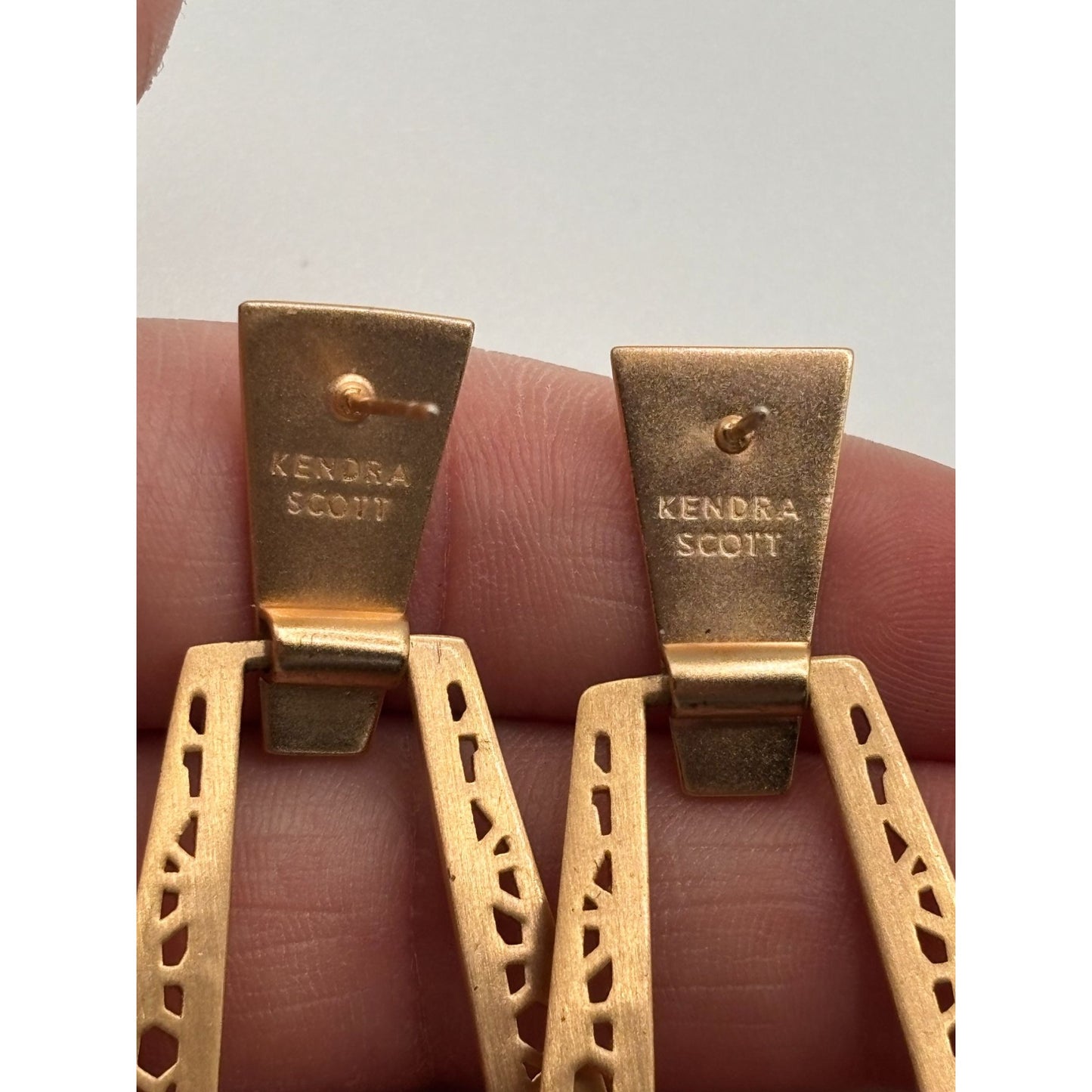 Kendra Scott Gold Statement Chandelier Earrings With Geometric Filigree Design