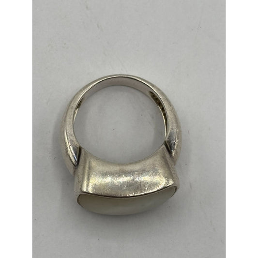 Vintage Sterling Silver 925 Mother Of Pearl Statement Ring 7
