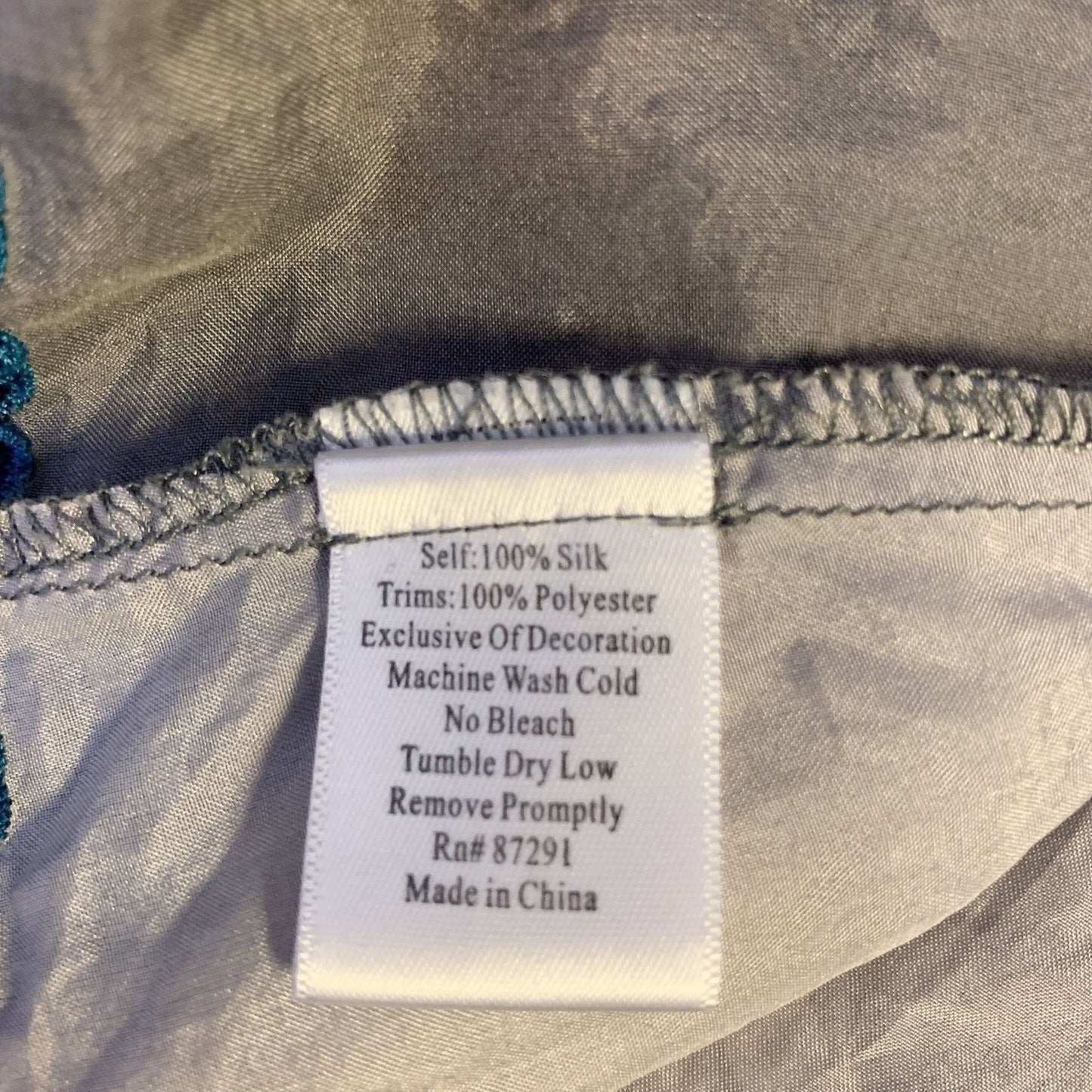 Johnny Was Grey & Multicolored Print Silk Blouse, Size Small