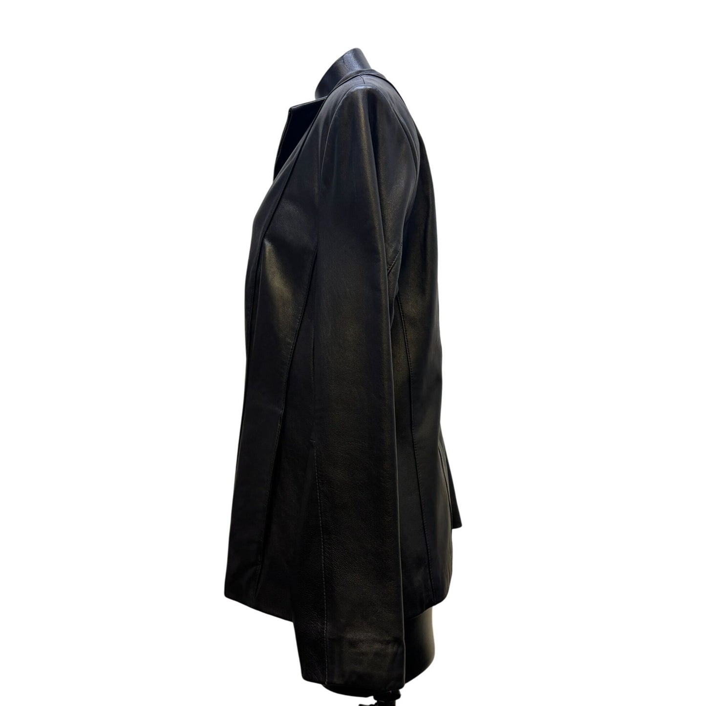 Black Cole Haan Lambskin Leather Zip Up Jacket XL