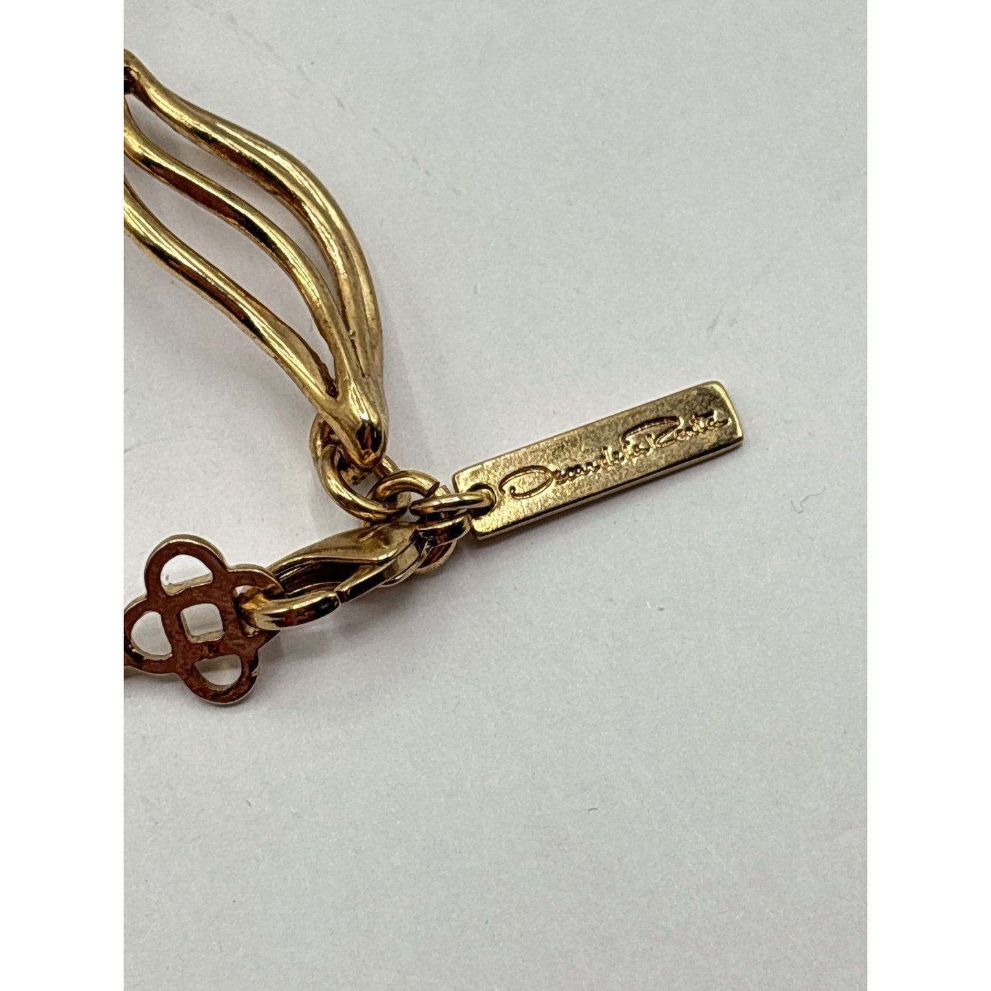 Oscar De La Renta Gold Tone Open Work Flower Necklace