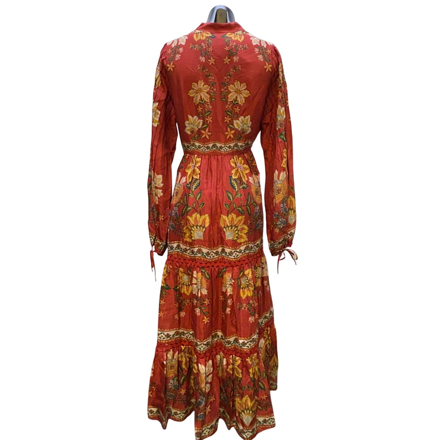 NWT Farm Rio For Anthropologie Red Floral Peasant Maxi Dress M