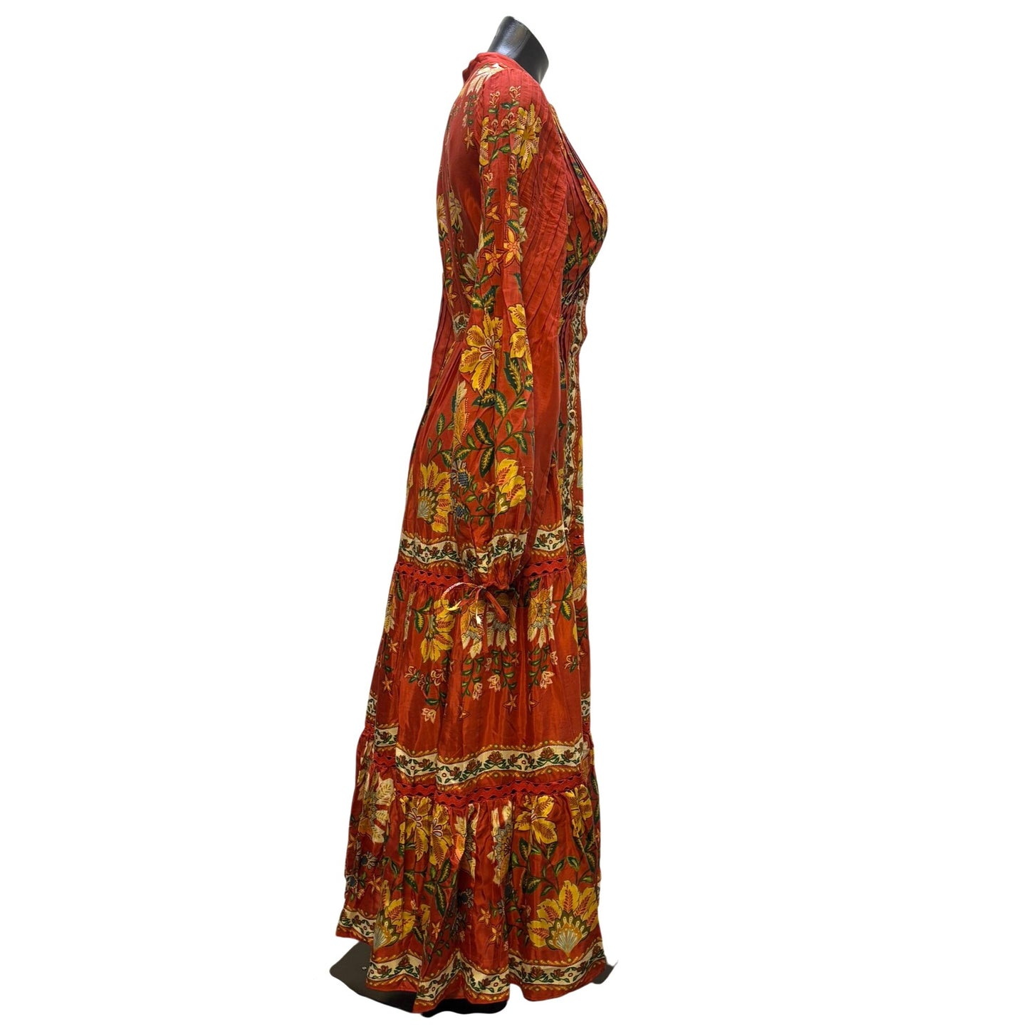 NWT Farm Rio For Anthropologie Red Floral Peasant Maxi Dress M