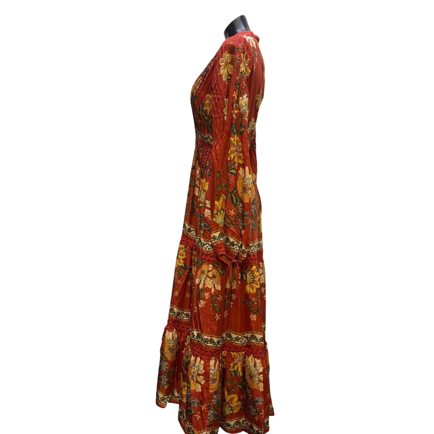 NWT Farm Rio For Anthropologie Red Floral Peasant Maxi Dress M