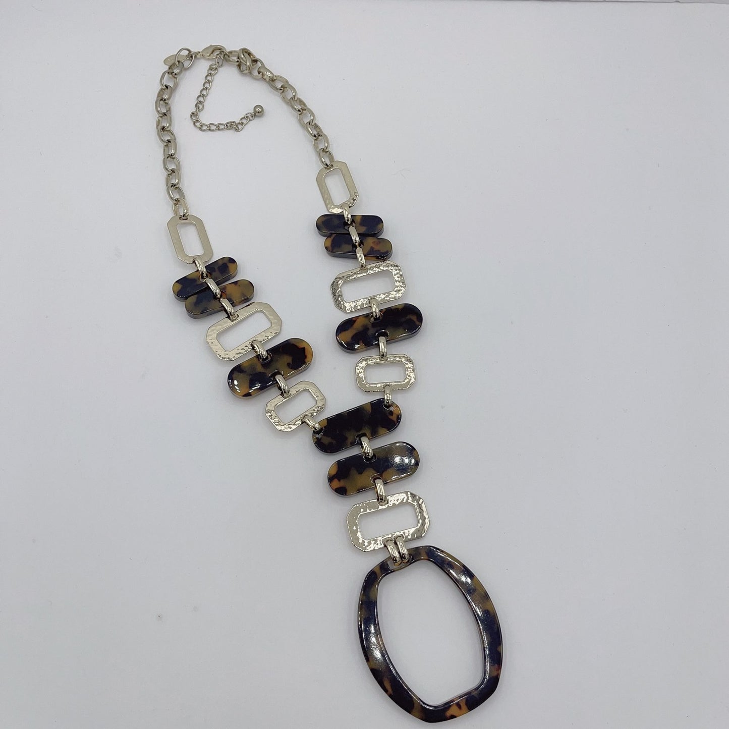 Chico's Gold Tone Brown Tortoise Shell Oval Necklace Chunky