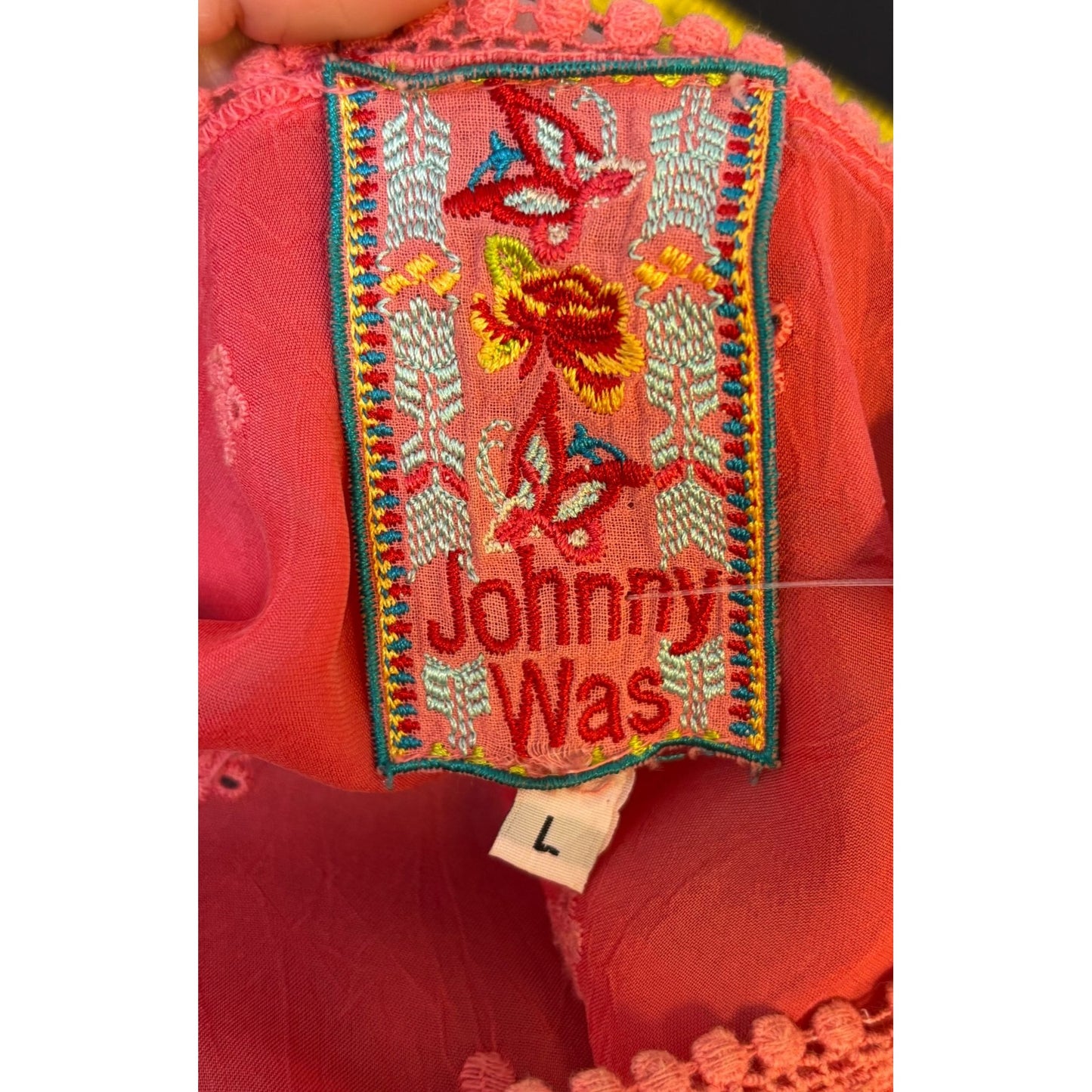 Johnny Was Crochet Lace Tunic Top Red L