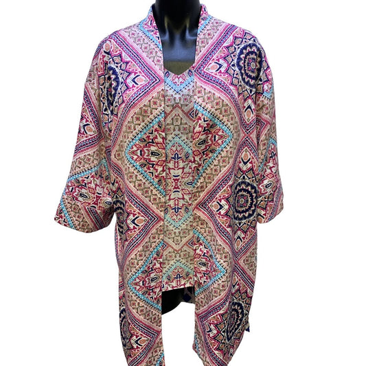 *Chico's Blue/Multicolored Reversible Duster Set Size 1