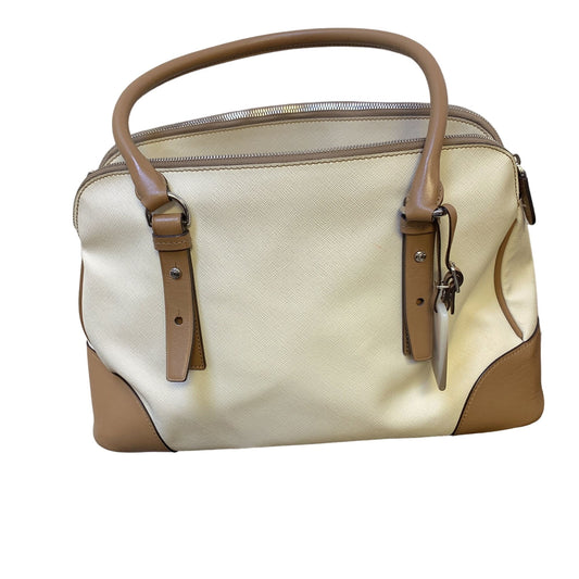 Tumi Cream & Brown Leather Shoulder Bag Size Large