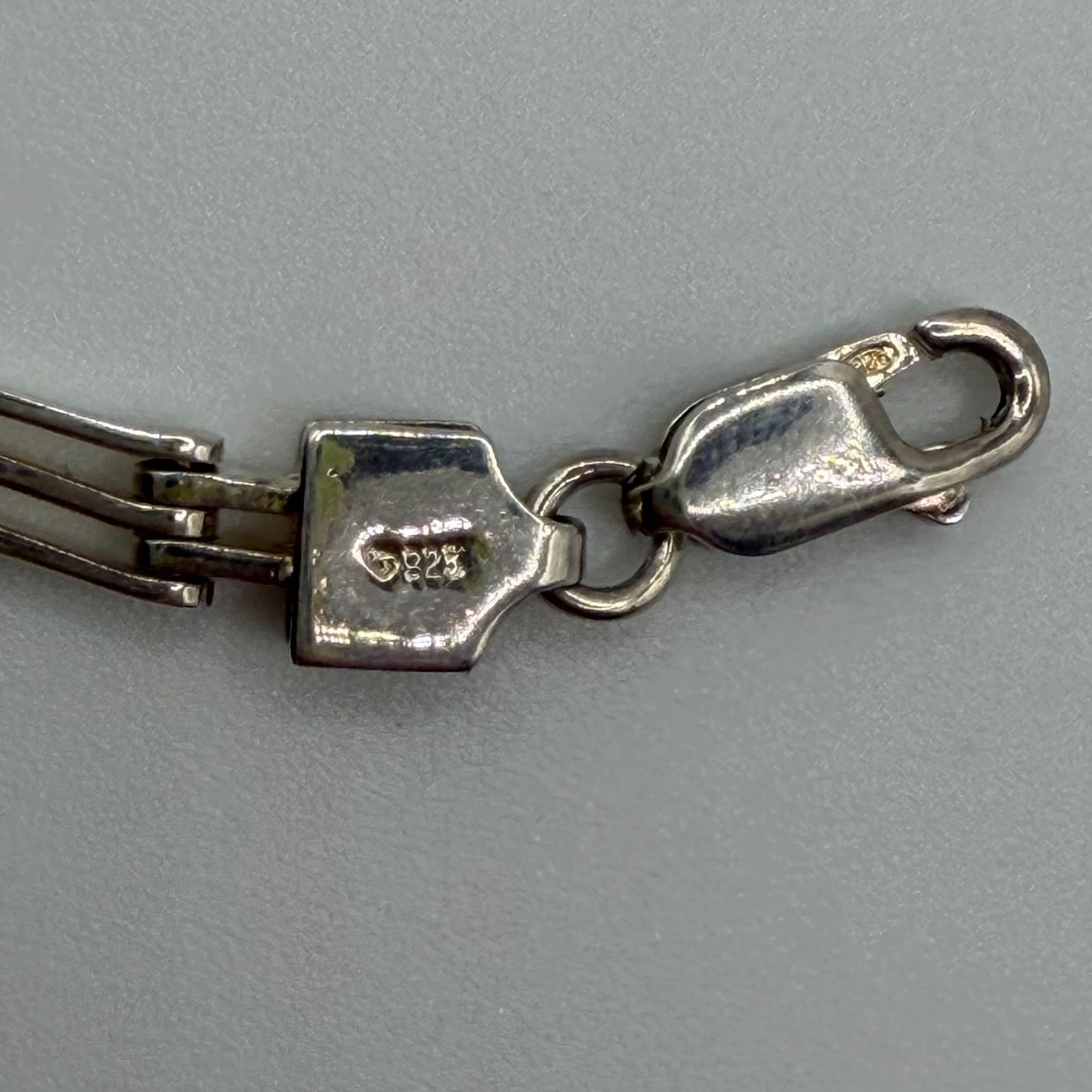 Vintage Sterling Silver Bar Link Bracelet With Topaz Peridot Citrine